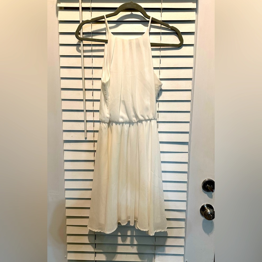 BLUE RAIN Ladies Small Sleeveless Dress White Georgette Above Knee